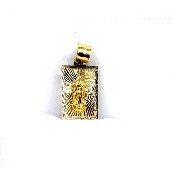 14k Gold  Two Tone Virgen De Guadalupe, Our Lady of Guadalupe Square Medal Penda - Picture 8 of 14